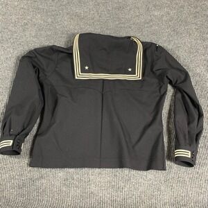 VTG US Navy Dress Jumper 36 R Small Black Enlisted Wool USA Military 70s Vietnam